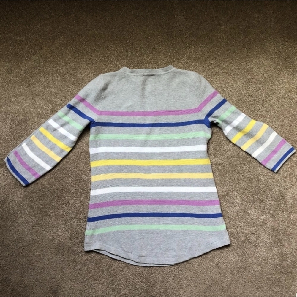 Talbots Gray Multicolor Striped Sweater - Picture 4 of 7